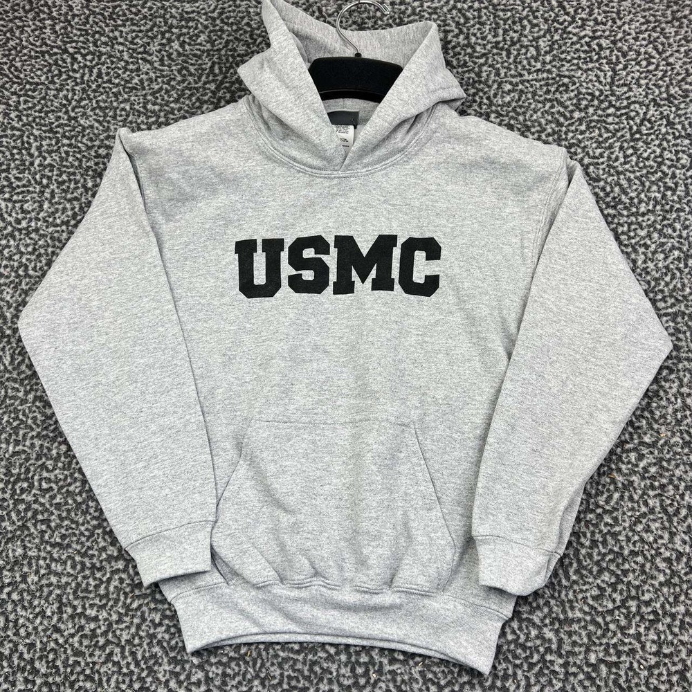 MV Sport USMC United States Marine Corps Hoodie Youth Medium Gray New M